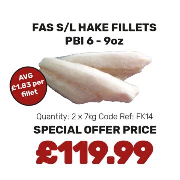 FAS S/L Hake Fillets PBI (6/9oz) - Special Offer